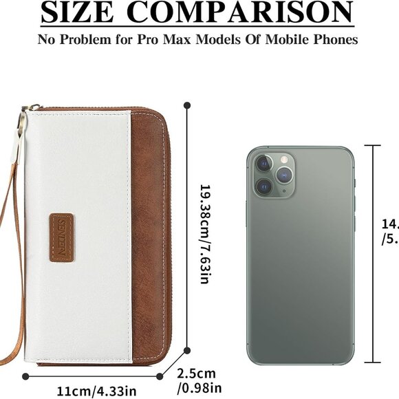 Leather Womens Wallet Wristlet Bifold Clutch RFID Blocking Zip Around - Picture 4 of 7